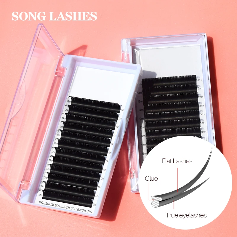 

SONG LASHES New Pure Dark Styles Flat Ellipse Eyelash Extension Split Tips Ellipse Shaped Natural light false Ellips