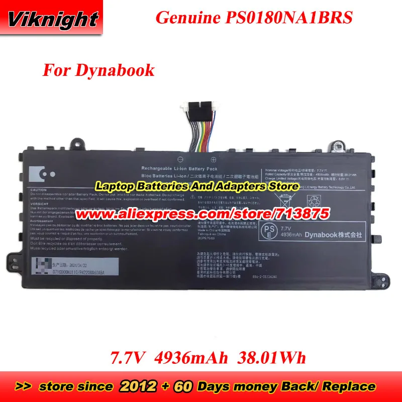 

Genuine PS0180NA1BRS Battery for Toshiba Dynabook AEC427792-2SP1 Laptop Battery 7.7V 4936mAh 38.01Wh