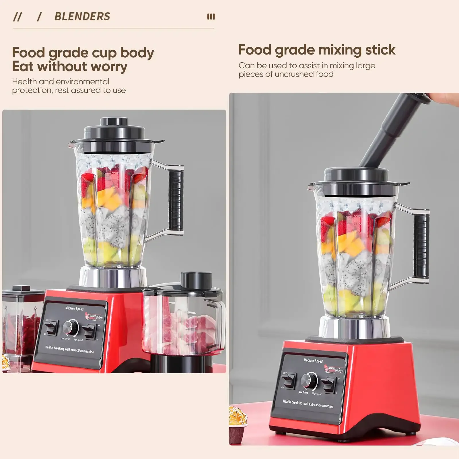 9500 W Kraftstofftischmixer Entsafter Smoothie Maker 3-in-1 0,5/1,5/3 l Behälter Küchenmaschine Blenderboxer für Eis Nuss Obst – Detail 9