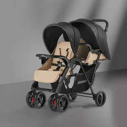 Ultra Lightweight Baby Stroller High Landscape Folding Newborn Travel Stroller Can Sit and Lie Down Stroller Twins Stroller