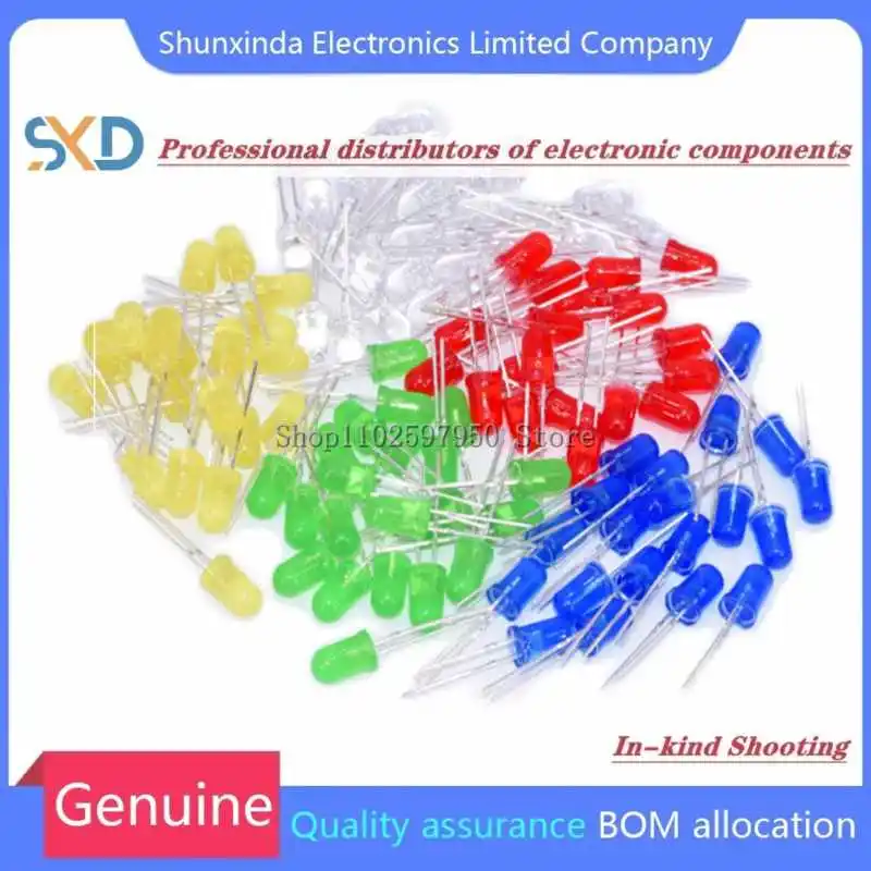 100pcs 3mm LED Light Assorted Kit DIY LEDs Set White Yellow Red Green Blue 5kinds X 20pcs=100pcs