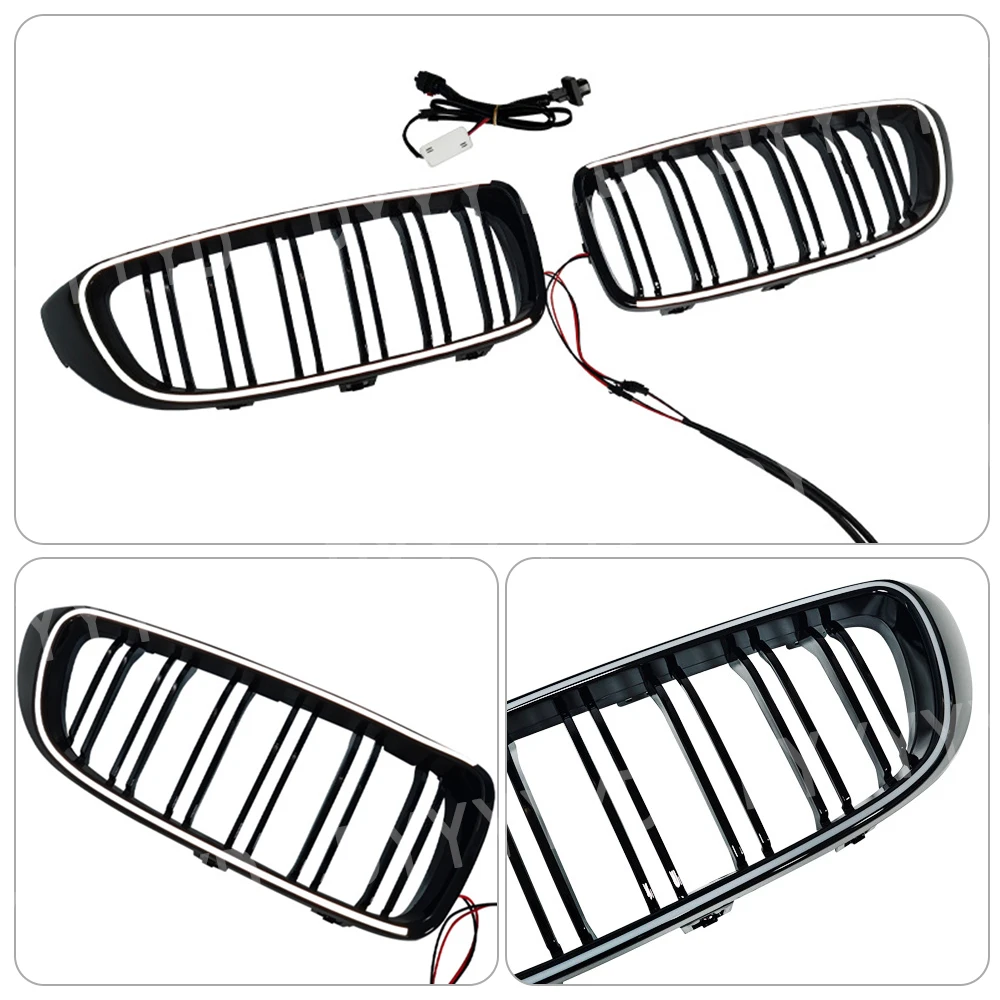 

For BMW 4 Series Racing Grill 2013-2019 grill F32 dual line LED grille car replacement Racing Grill