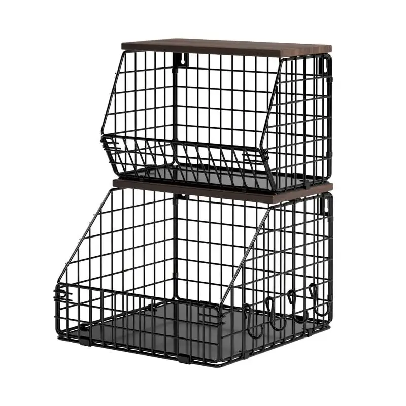 

Настенная полка для хранения лука, имбиря, чеснока, приправы, специй, кухонная полка, сливная корзина для овощей и фруктов, штабелируемый кухонный инструмент