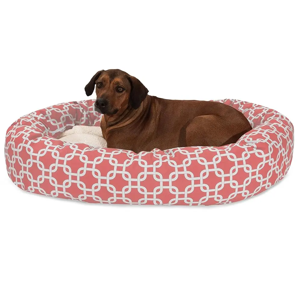 

52 H Coral Links Sherpa Bagel Dog Bed