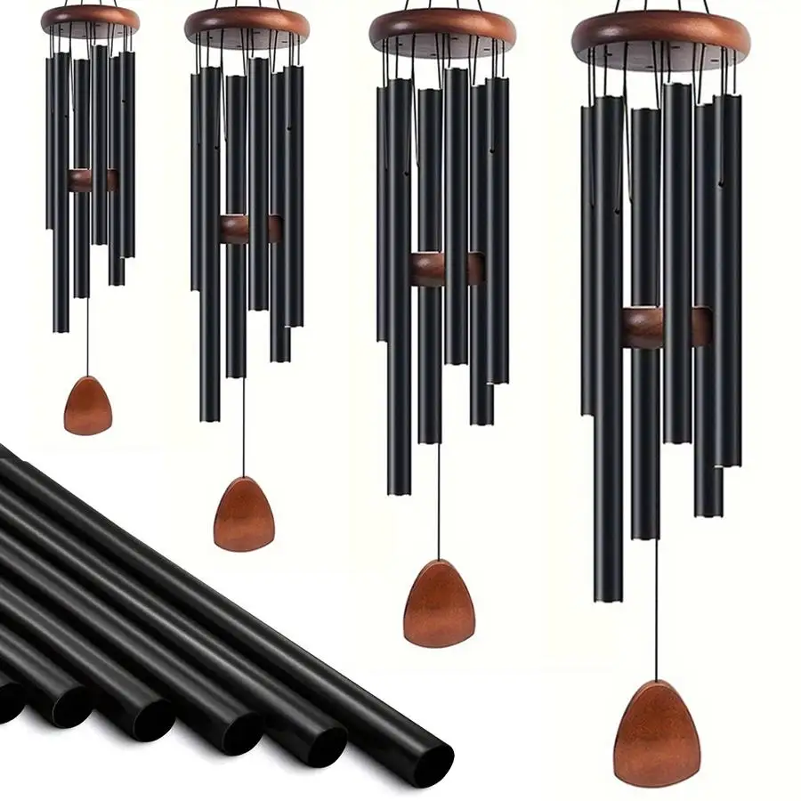 1 Stück schwarzes Windspiel aus Aluminium, hängende Ornamentdekoration für den Garten im Freien, die Veranda, den Rasen, die Terrasse und als Geschenk für Familie und Freunde XJM