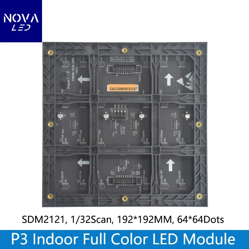 P3 Indoor Full Color LED Display Module 64 x 64 Dot Matrix 192mm*192mm SMD RGB P3 LED Panel Module