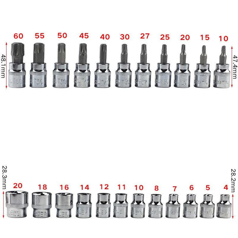 Professional Drive Drill Imperial System Tools Kit Durable Impact Socket Set Hex Bit Socket Set Sturdy Allen Key Sockets