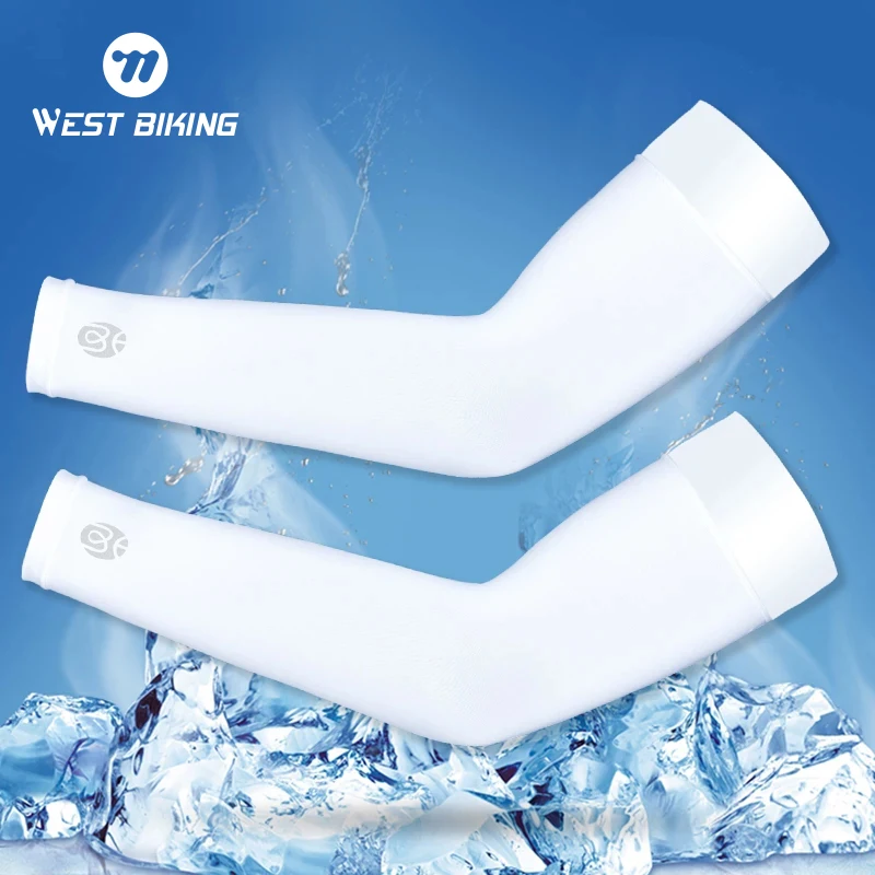 WEST BIKING Ice Silk Arm Sleeves Cycling Arm Warmers Cover Sun UV Protection Outdoor Sports Running Fitness Summer Arm Sleeves