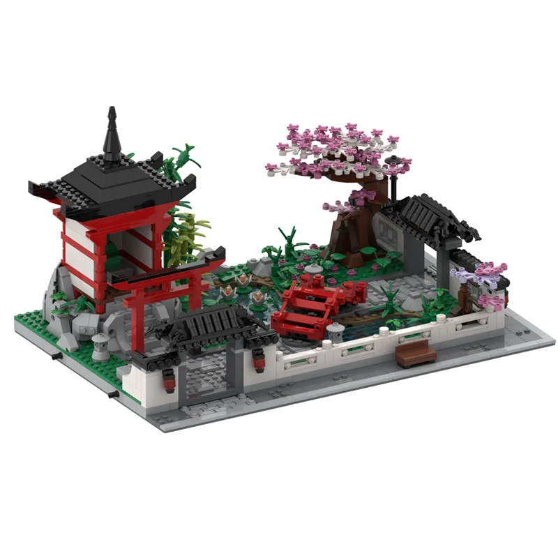 City Street View Model Moc Building Bricks Japanese Garden Model Technology Blocks Christmas Toy DIY Assembly Construction