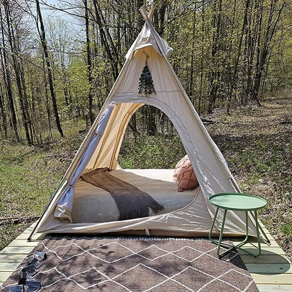 Three-Season Cotton Canvas Camping Pyramid Tent for 2~3 Person