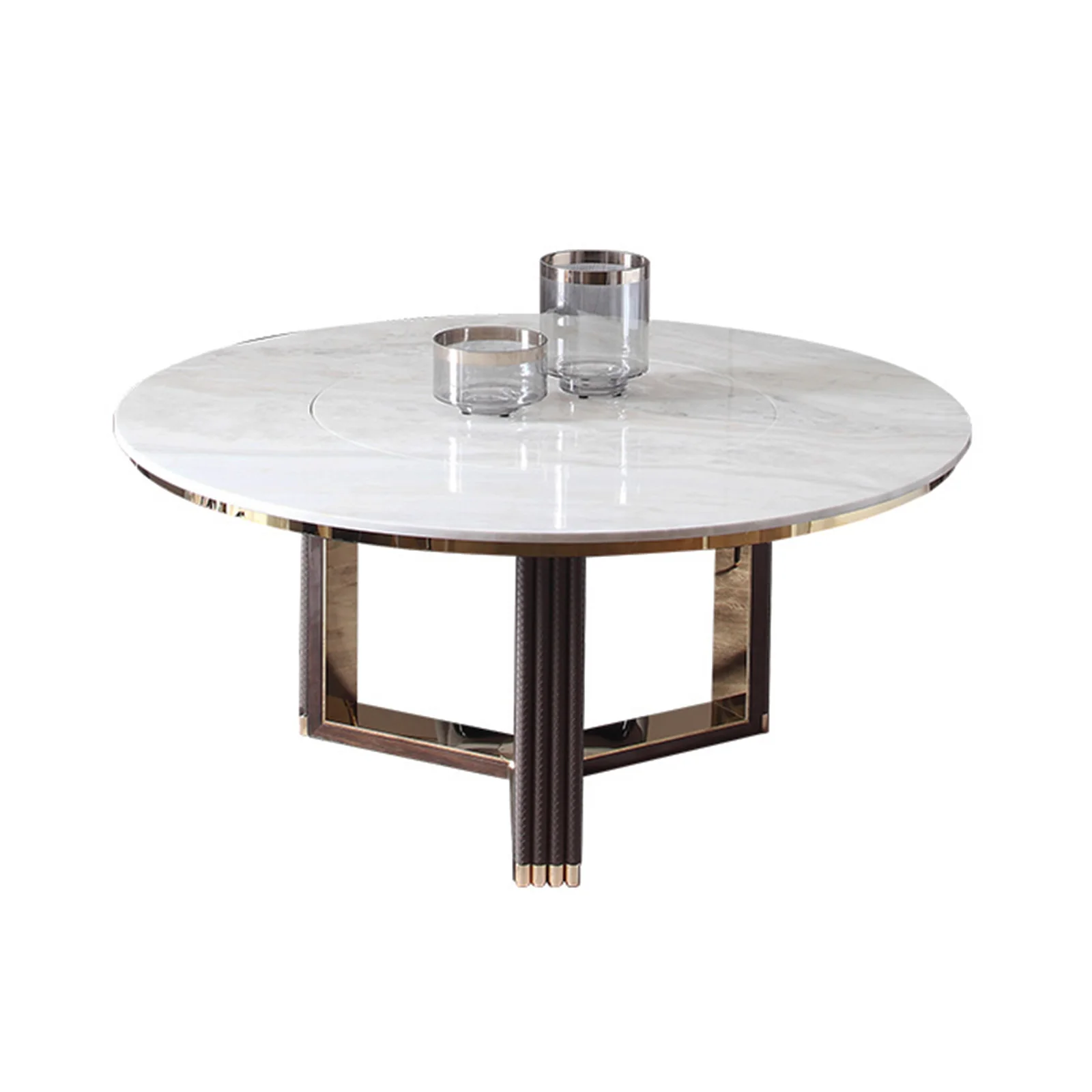ⅹ-  Luxurious Italian Dining Room Table Set Round Marble Dinning Table Gold Set Modern&