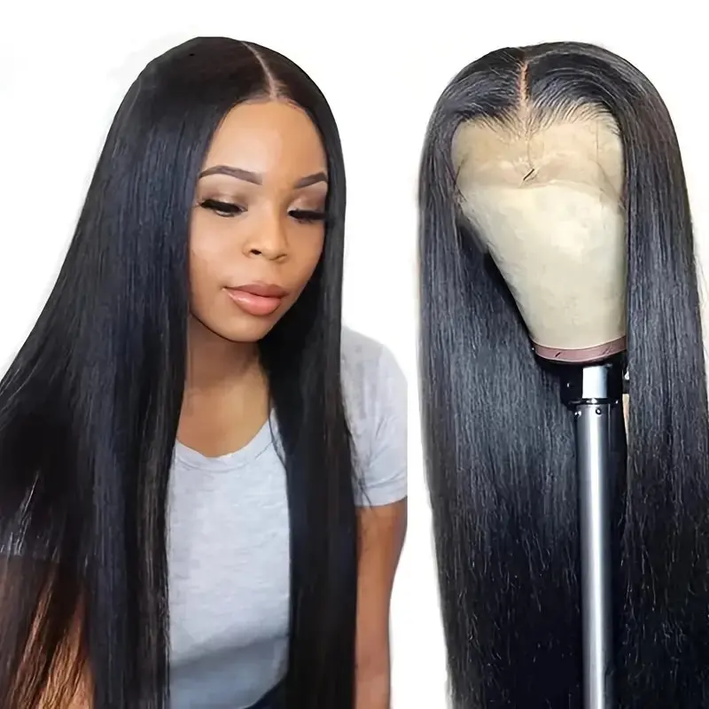 Natural Black 13x4 Straight 13x6 HD Lace 40 Inches 5x5 Glueless Baby Hair Human Hair Wig Pre-Plucked For Women 150 Density