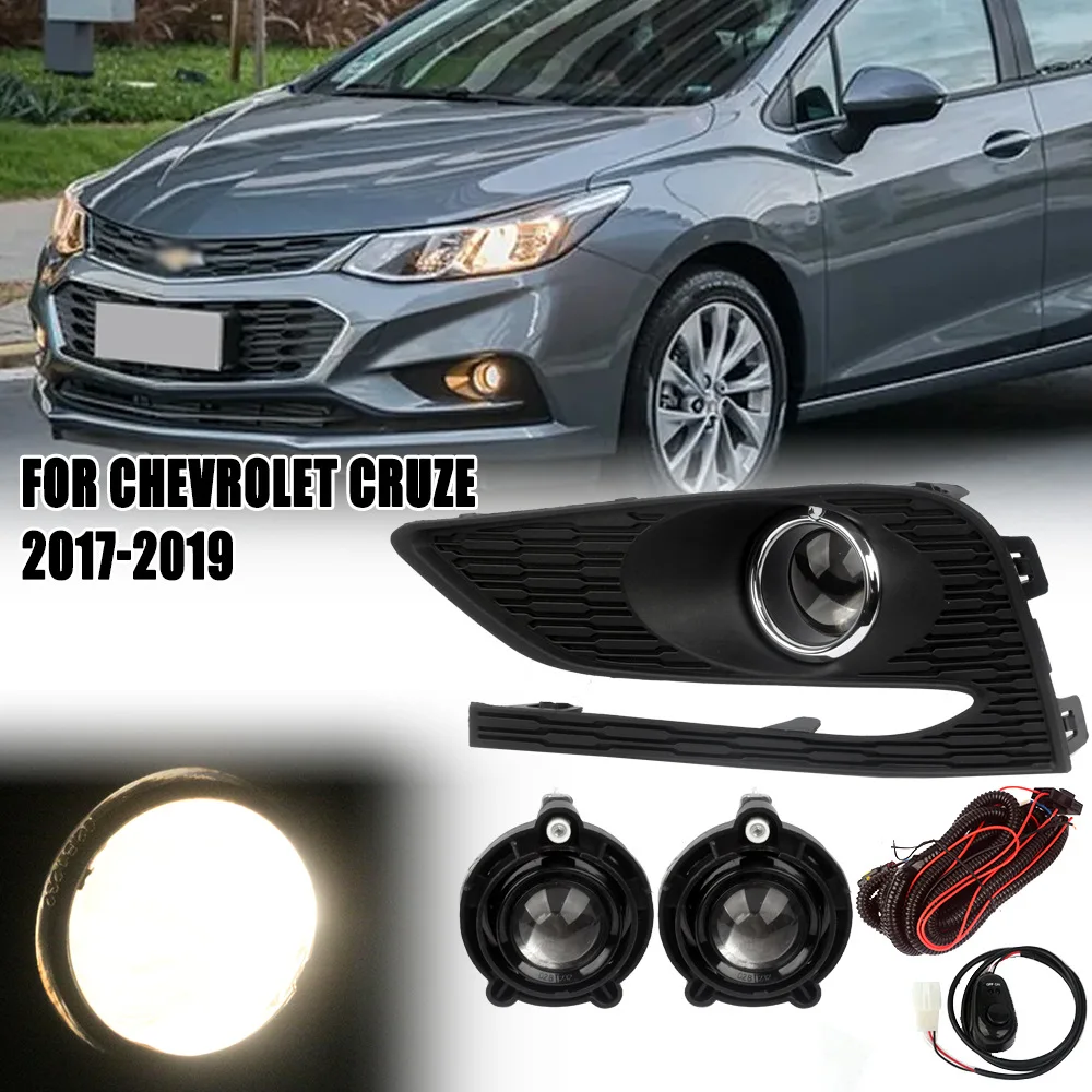 

1 комплект противотуманных фар для Chevrolet Cruze 2016 2017 2018, крышка противотуманной фары, рамка, передний бампер, противотуманная фара