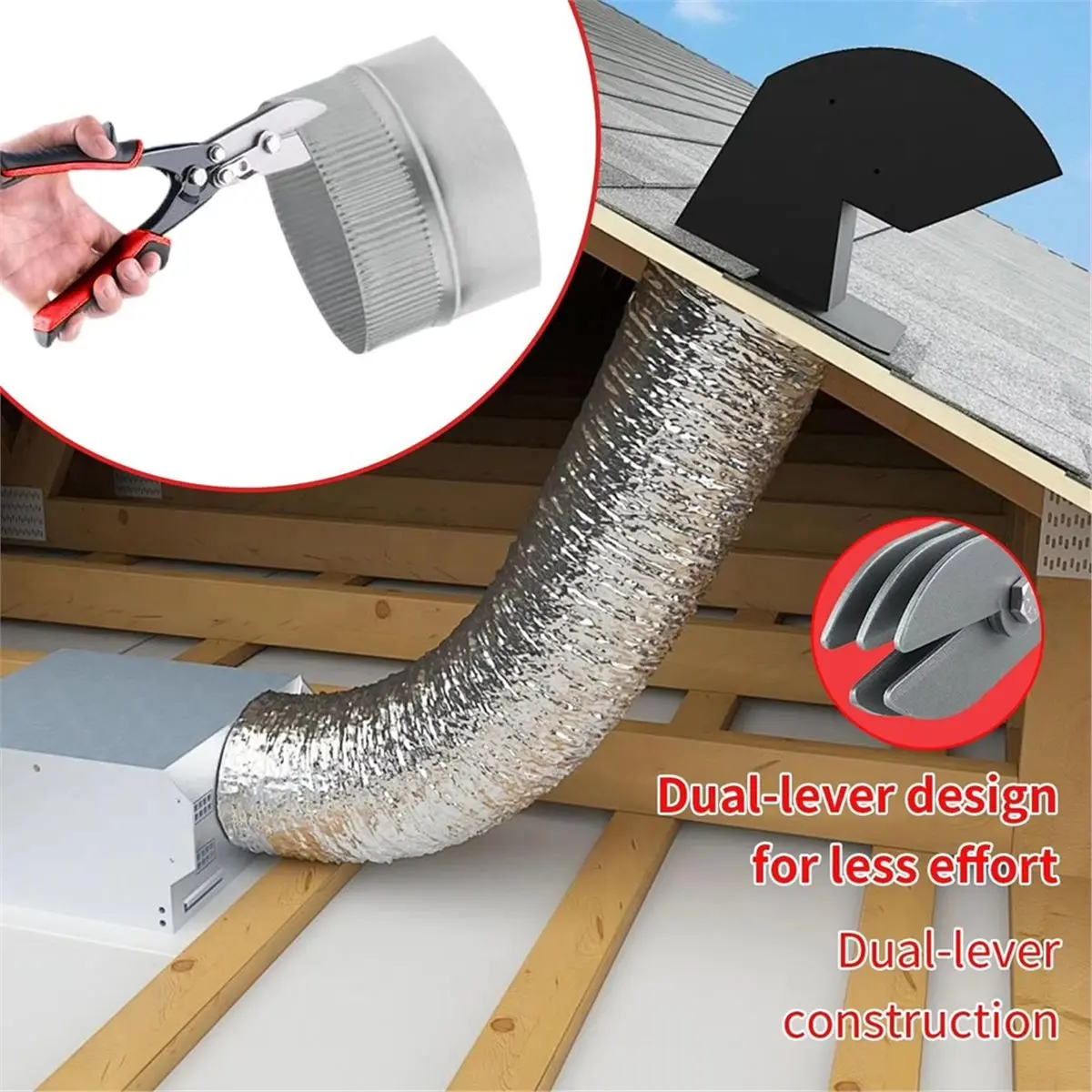 Pipe Crimper Heavy Duty 5-Cutter Bender Downspouts Crimper Gutter Hand Tools for Stove Pipes Ductworks Electrical System