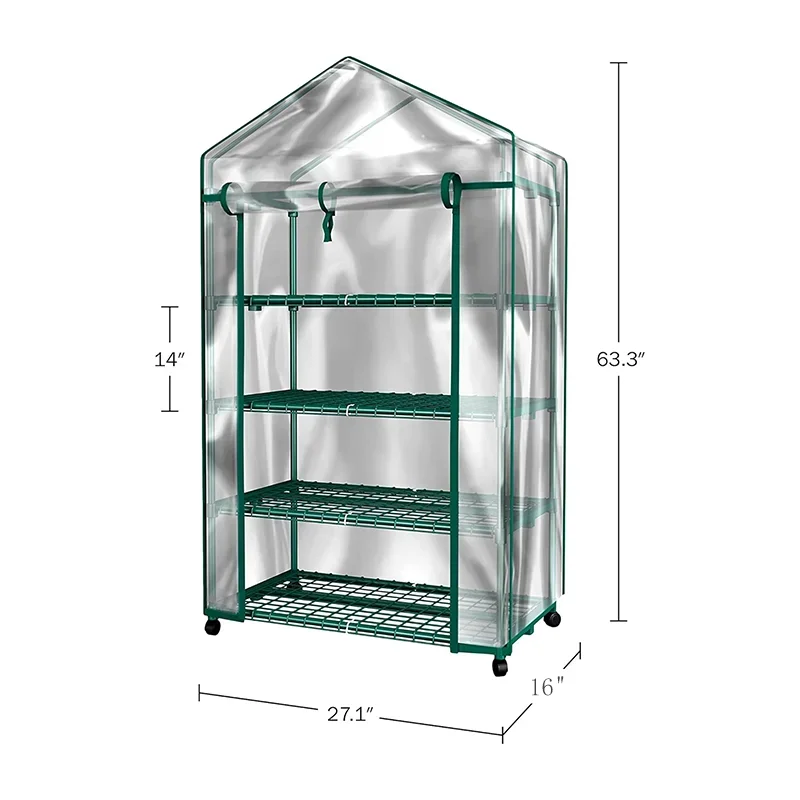 2026 4-Tier Greenhouse Tent Roll-Up Zipper Door Sturdy Portable Indoor Outdoor Shelves Growing Plants Gardening Rack Vegetables