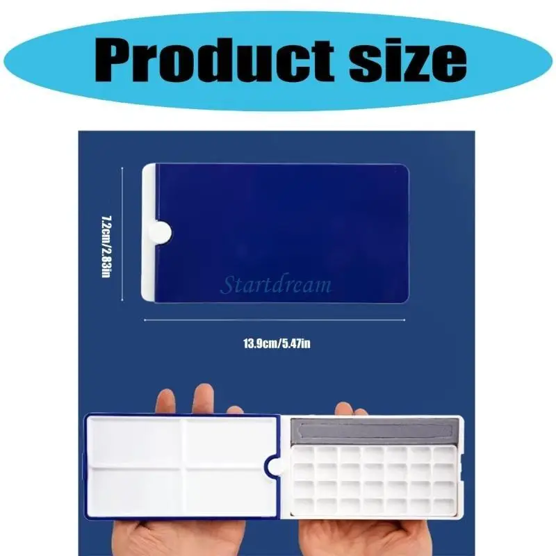 علبة لوحة تدوير ألوان مائية نصف مقالي علبة طلاء لوحة ألوان مائية فارغة للفنانين K92C #6