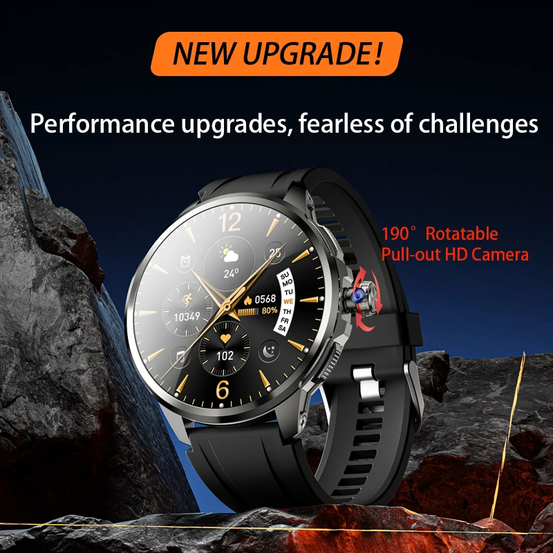 New 5G Full Netcom Android Smart Watch 1.95 inch Amoled 720*720 HD Resolution Smartwatch With 190° Rotary Camera GPS Compass NFC