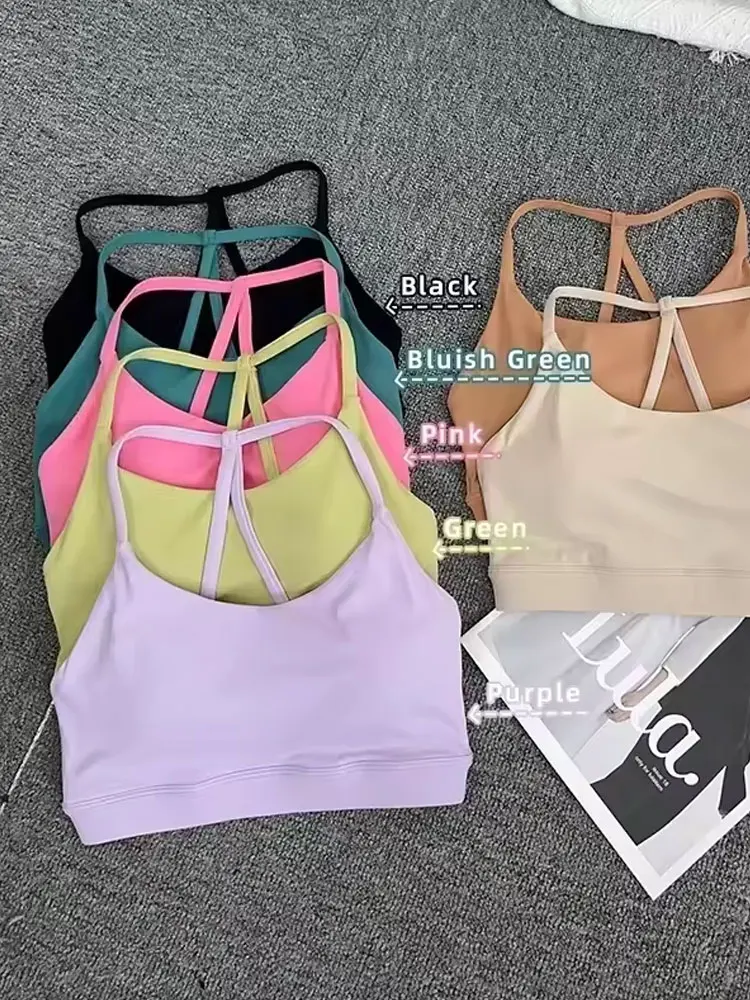 Women's Fitness Sports Bra, Sexy Back Workout Top - Shockproof Quick-Drying Crop Top for Pilates, Yoga, Running, Gym