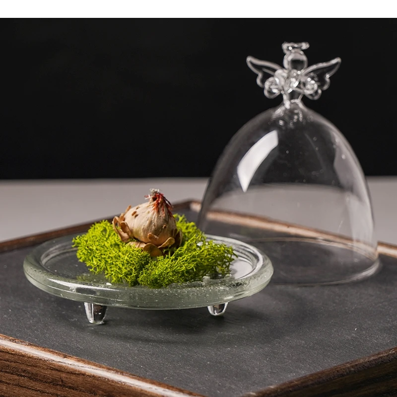 

Transparent Glass Dessert Plate Fruit Salad Sea Urchin Bowl Restaurant Afternoon Tea Serving Home Tableware