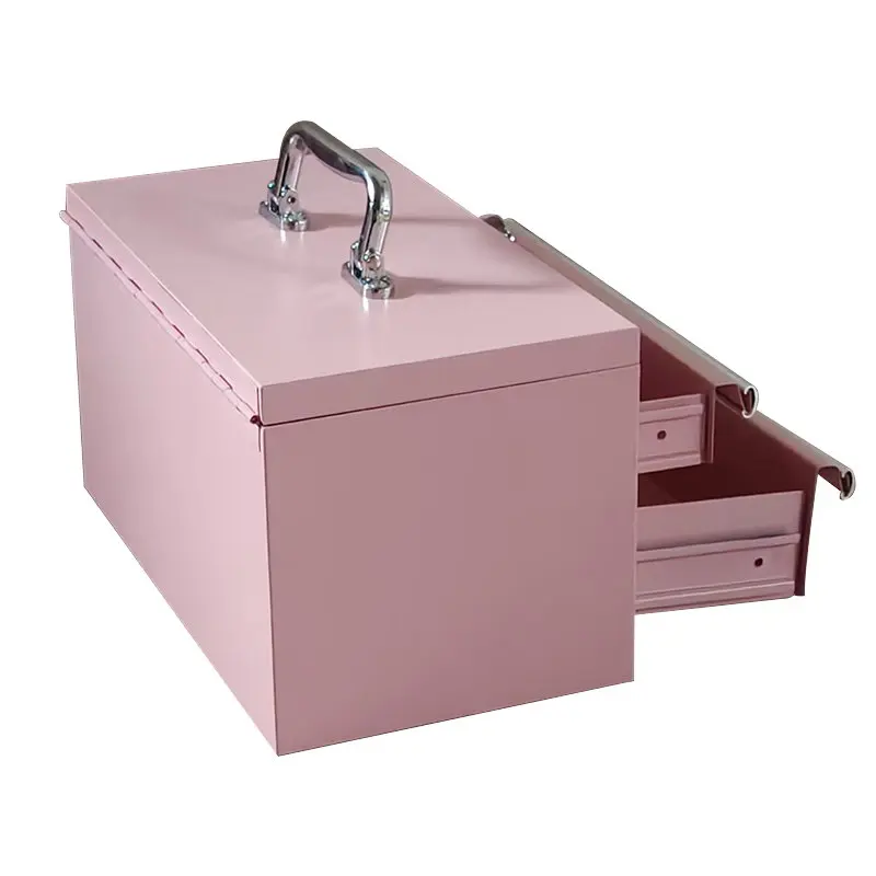 a forSoft Pink Waterproof 2-Drawer Stylish Tool Box Powder Coated Finish Pull-out Layered Drawers Tidy Tools Portable Hardware