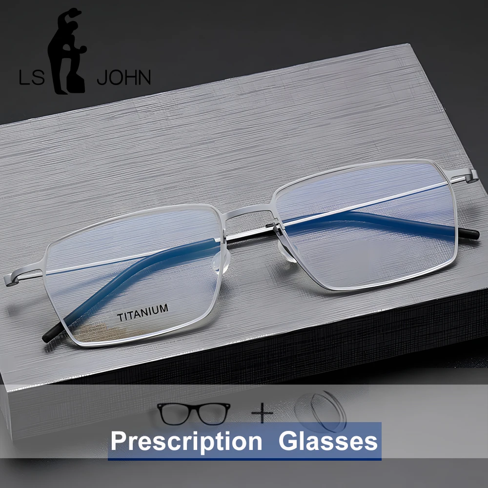 

Pure Titanium Reading Eyeglasses Men Square Ultralight Screwless Myopia Optical Prescription Eyewear Male European Glasses Frame