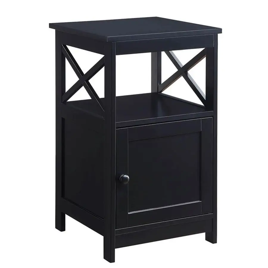 

Oxford End Table with Storage Cabinet and Shelf, Black