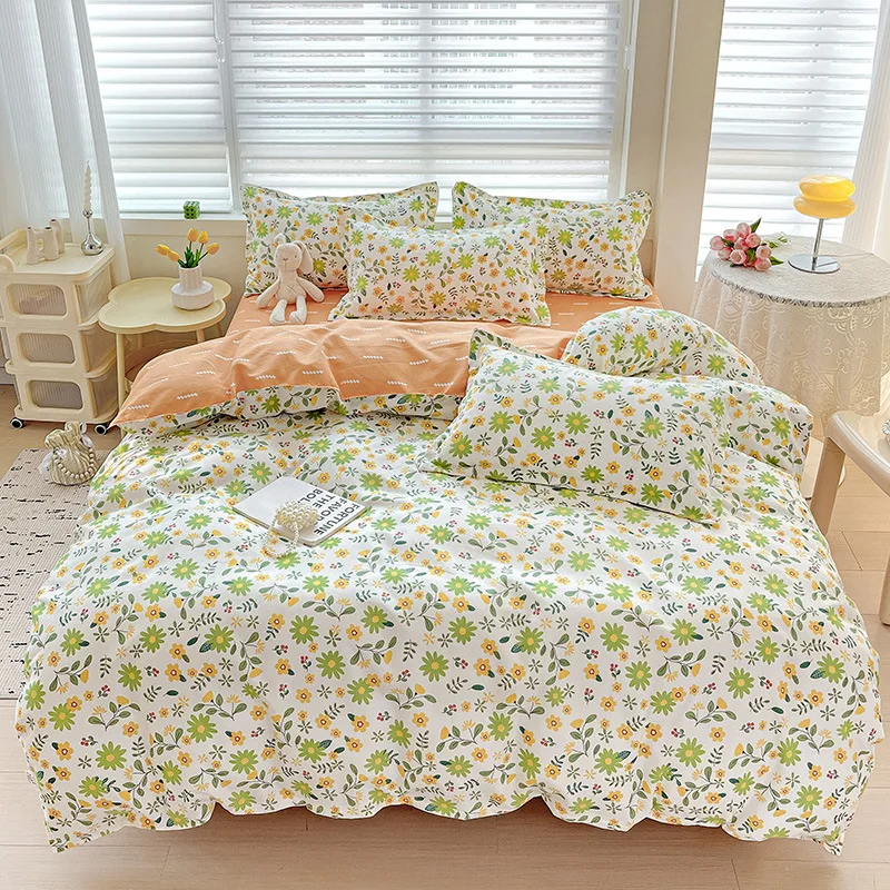 

Summer and Winter Blanket, Home Textile Water Wash 3/4 Pieces Bedding Set, Large Sheet Bed Bed Sheets and Pillowcases Bed Set