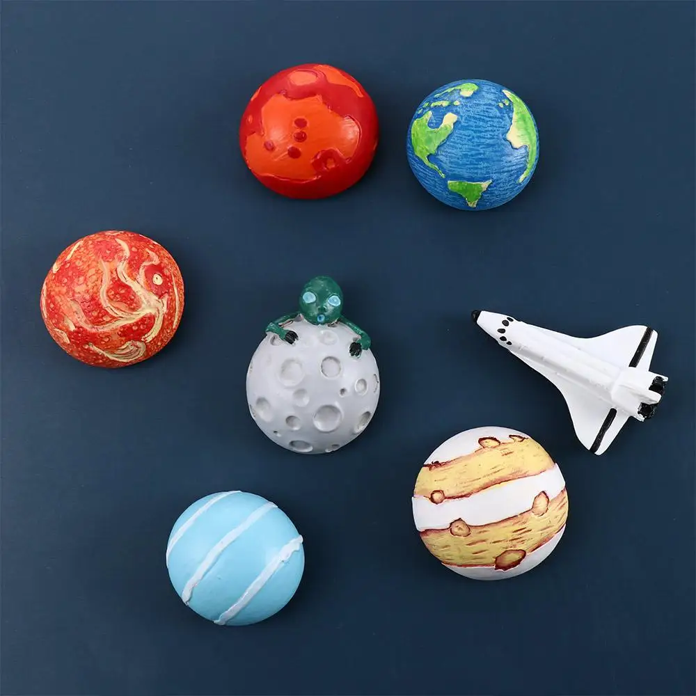 Refrigerator Magnet Cartoon Creative Planet Magnetic Sticker Fridge Magnet Decoration Space Shuttle Jupiter Saturn Earth