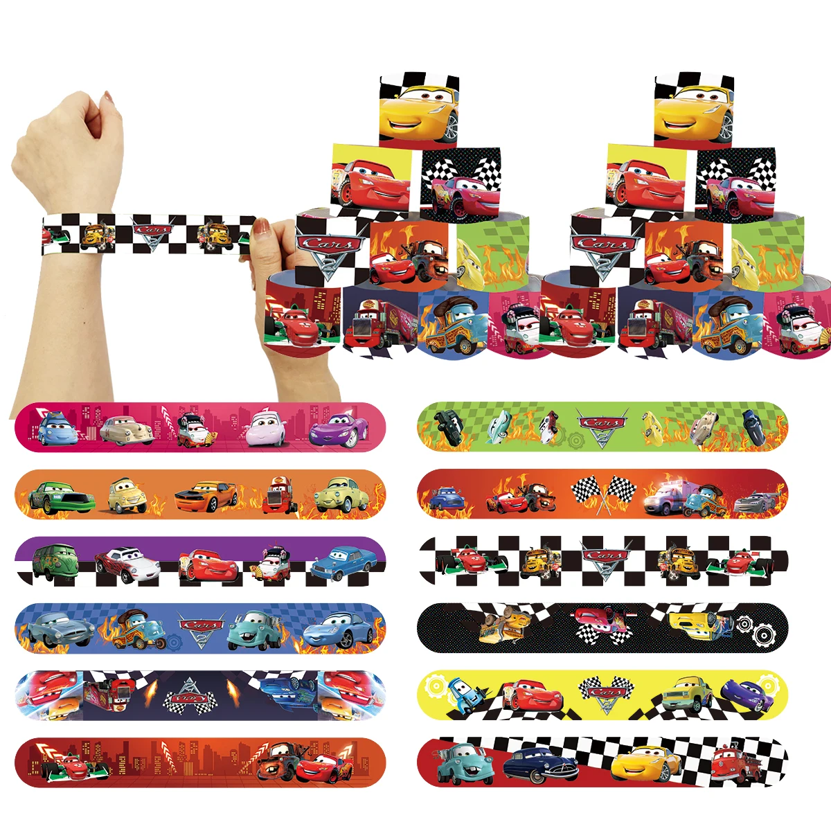 Disney Cars Slap Armbänder Partygeschenk Lightning McQueen Geburtstagsparty-Geschenke Klassenzimmer Belohnungen Preise Partydekorationen
