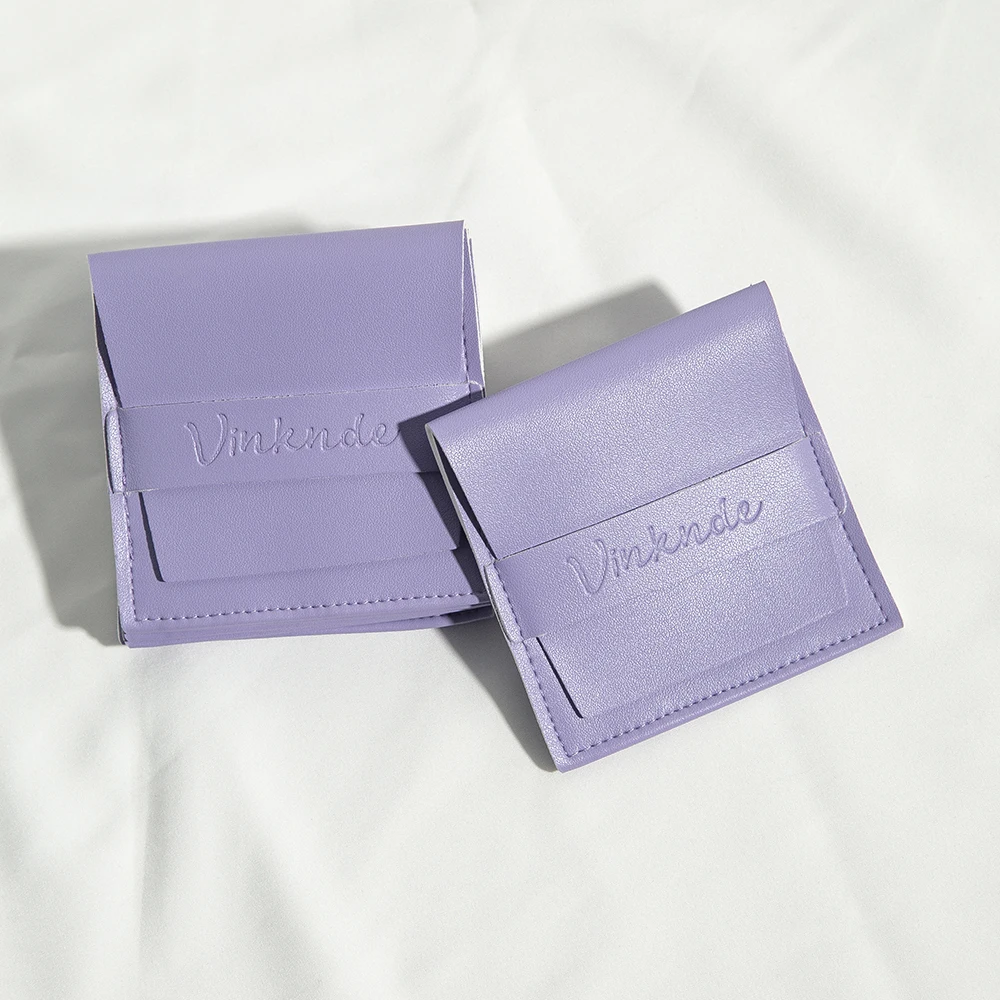 8x8cm Lila PU-Leder Schmuckbeutel für Ringe, Ohrringe, Halsketten, Anhänger, Hochzeitsgeschenke, Geschenktasche, Organizer, Kleine Verpackung – Detail 10