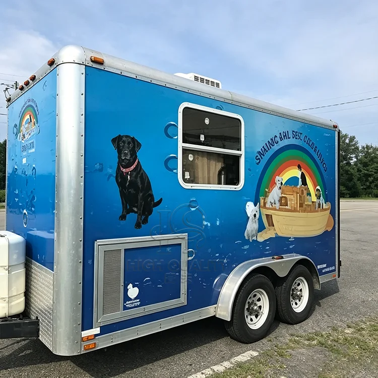 New Professional Mobile Pet Salon Van Dog Cat Grooming Trailer With Stainless Steel Interior Insulated Compartments Generator