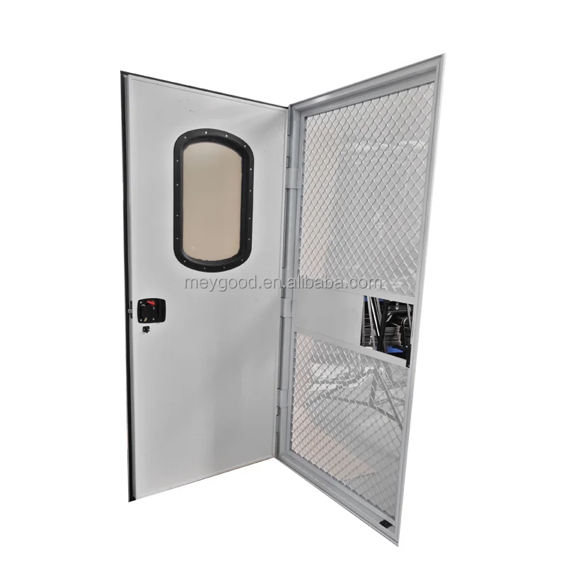 American Style Right Angle RV Door Aluminum Alloy Profile Single-swing Entry Doors For Motorhome Truck Trailer view 2