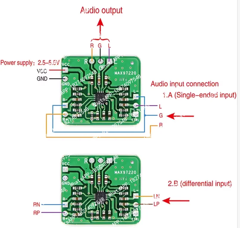 MAX97220 differential to balanced single-ended output headphone amplifier HIFI power amplifier board has an input of 2.5-5.5V