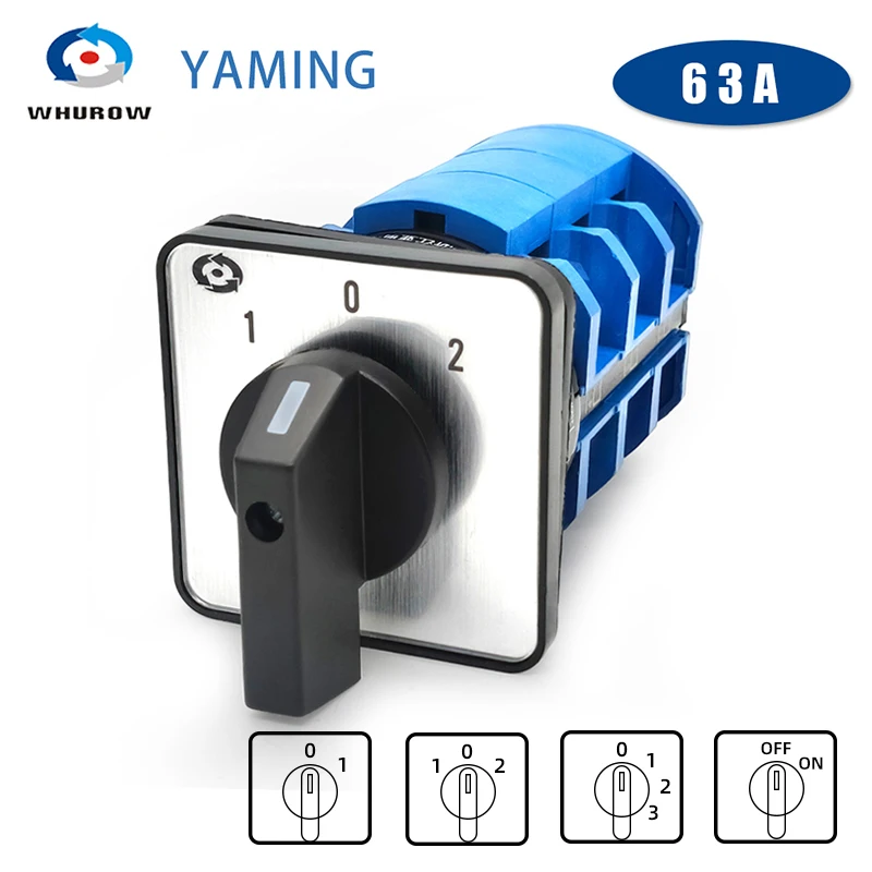 LW26-63 Universal Changeover Rotary Cam Switch 690V 63A 3 Poles Manual Control Dual Power Selector LW28 YMW26-63/3