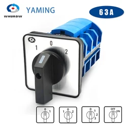 LW26-63 Universal Changeover Rotary Cam Switch 690V 63A 3 Poles Manual Control Dual Power Selector LW28 YMW26-63/3