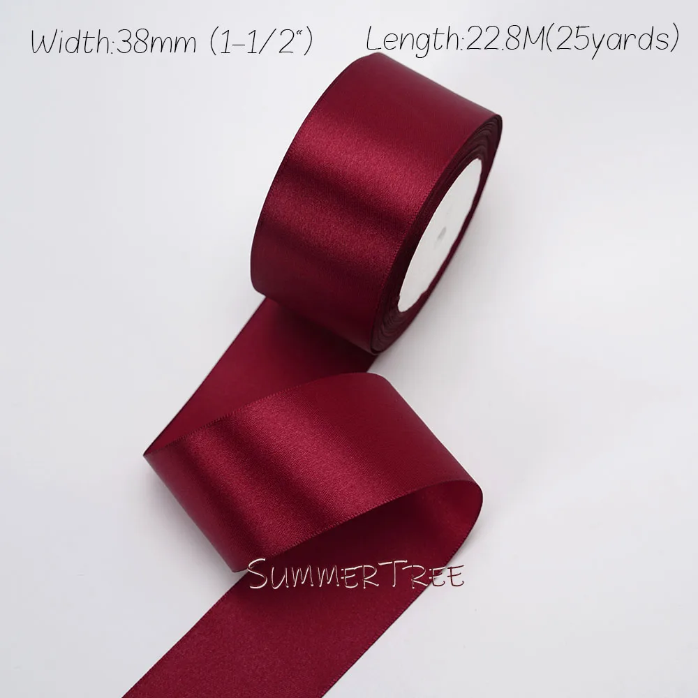 Burgunderrotes Seidensatinband, 22,8 Meter, 6 mm, 10 mm, 15 mm, 25 mm, 38 mm, 50 mm, Weinrot, für handgefertigte DIY-Geschenkverpackungen, Hochzeit, Party, Dekoration – Detail 5