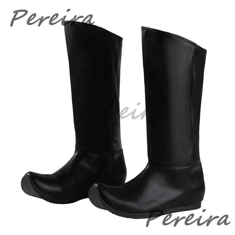 Niche Design Black Soft Leather High Top Boots for Men Fashion Flat Bottomed Knight Boots Trendy Outdoor Comfortable Men's Shoes
