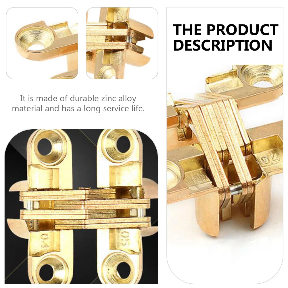 

4Pcs Luxury Gold Hidden Hinge Smooth Closing No Noise Zinc Alloy Hinges for Furniture Cabinet Table Support Brackets