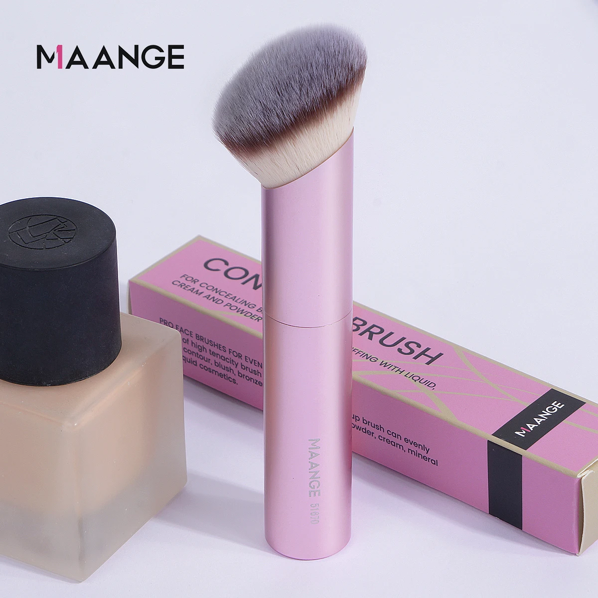 MAANGE 1PCS Angled Foundation Makeup Brushes Cream Liquid Detail Contour Makeup Brushes for Face Portable  Cosmetic Makeup Tools