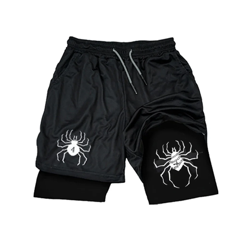 Spider Printed T Shirt Hunter X Hunter Compression 2-in-1 Double-deck Shorts Summer Casual Quick Dry Shorts Sports Streetwear