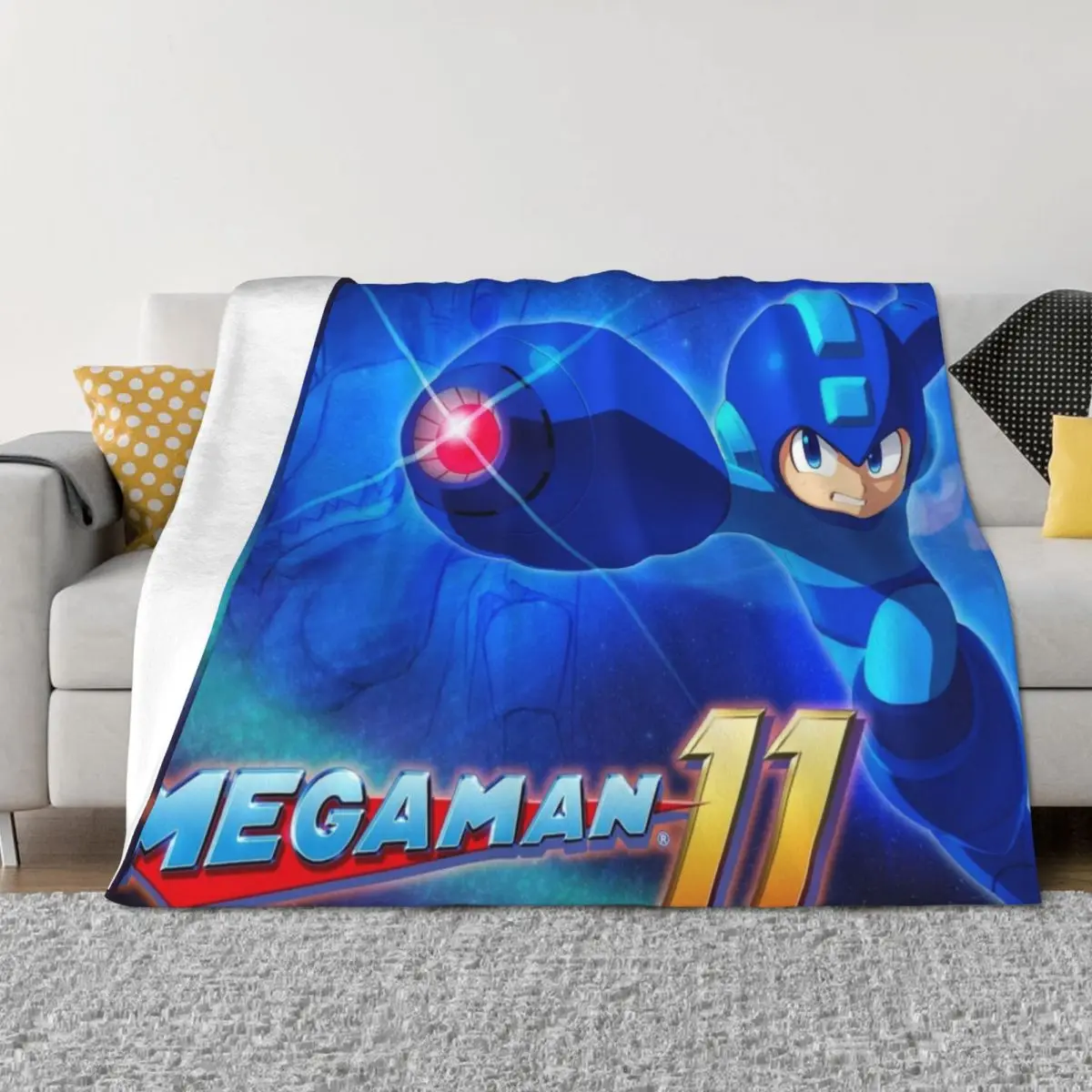 

Mega Man 11 Throw Blanket Winter beds Flannel Fabric Giant Sofa Blankets