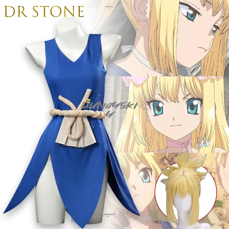 

Камень Кохаку, аниме, платье для косплея, янтарный парик, аксессуары в комплекте, карнавальный сценический костюм на Хэллоуин, женский костюм для косплея