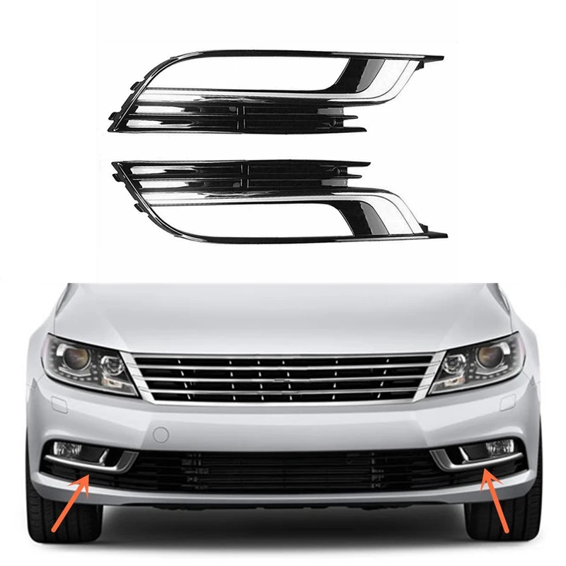 Car L&R Front Nice Bumper Fog Light Grille Cover Grill Fit For CC 2013-2017 3C8854661 3C8854662