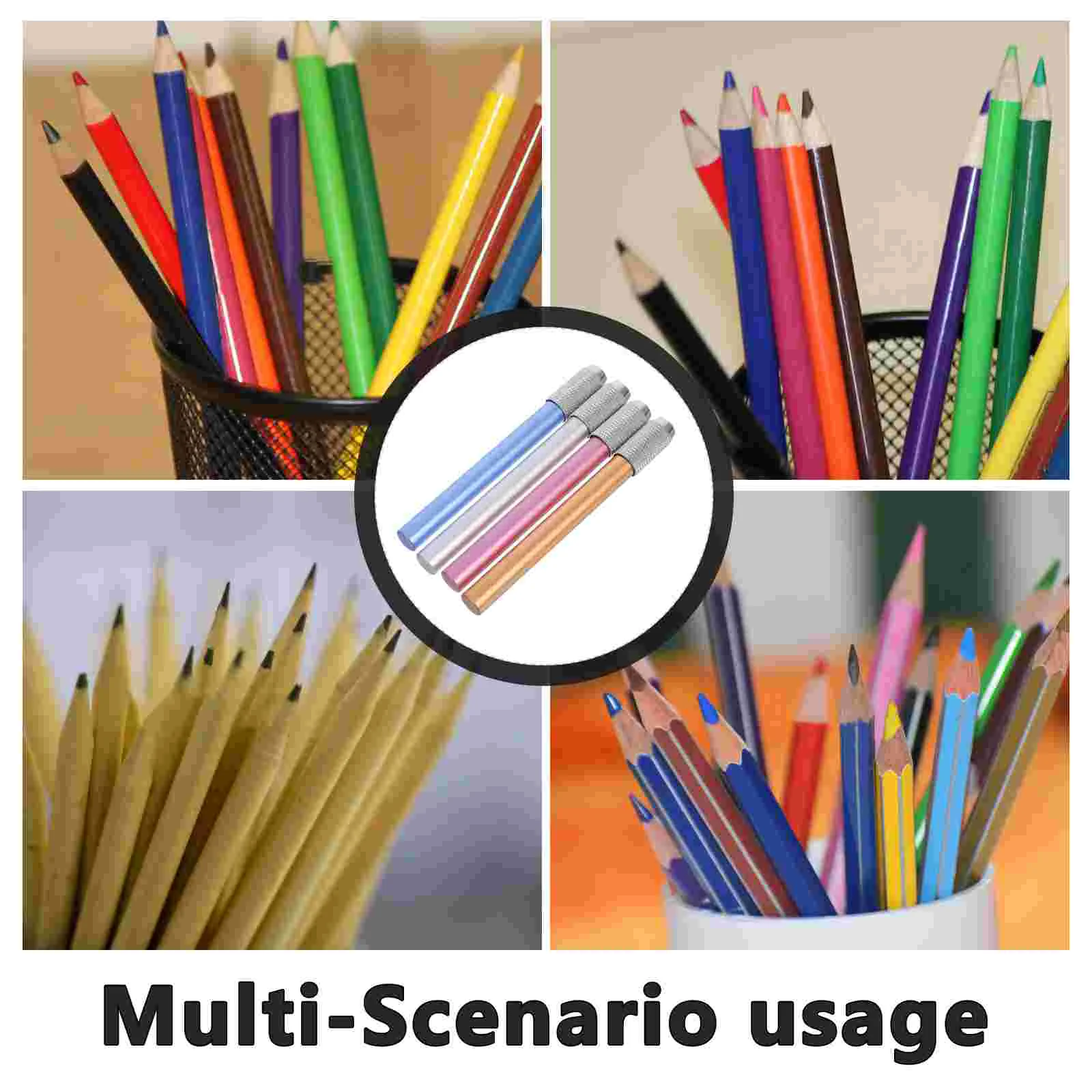 4 Pcs Pencil Extender for Colored Pencils School Tool Dual Head Adjustable Writing