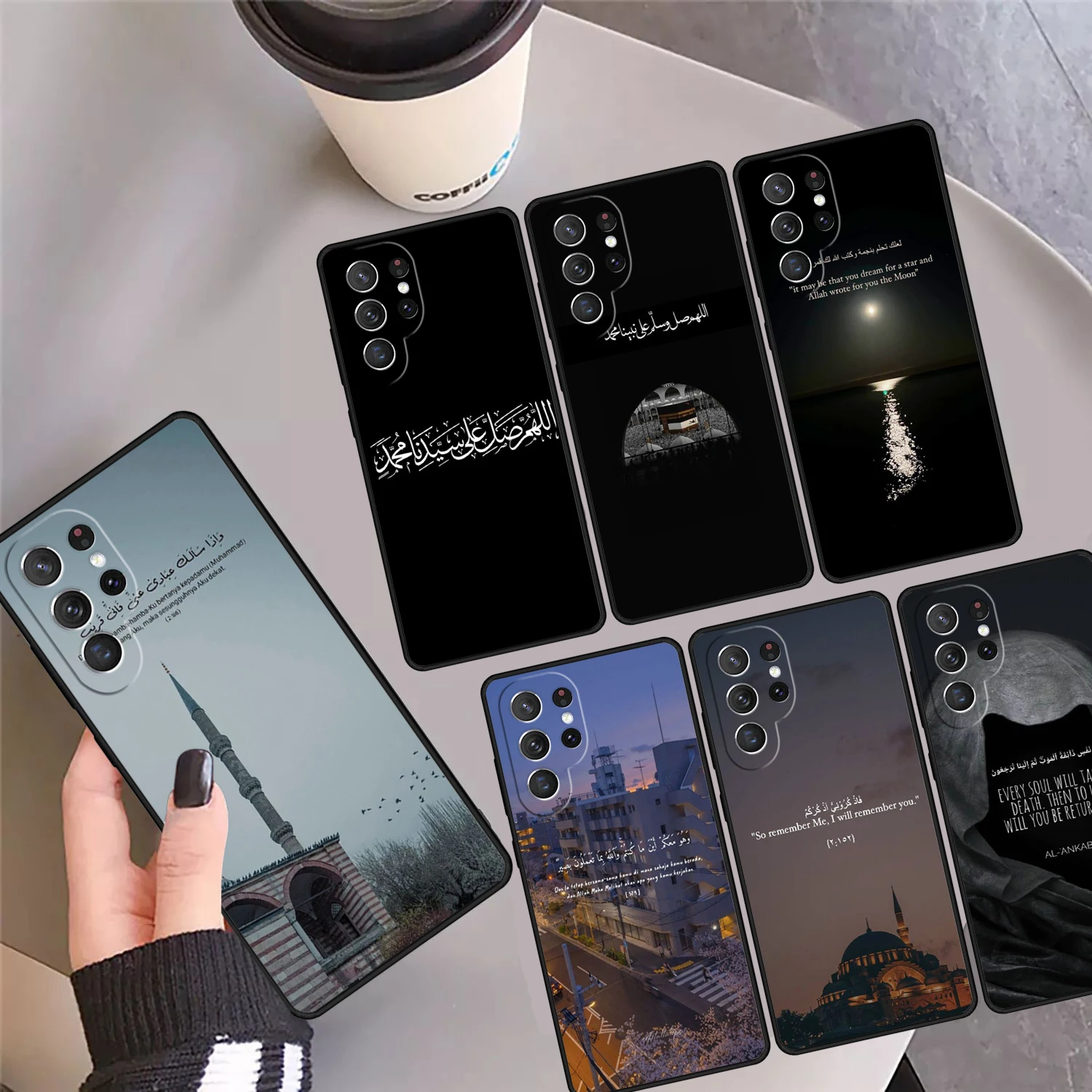 كلمات يقتبس حافظة هاتف إسلامية كوكه لهاتف سامسونج جالاكسي S24 S25 Ultra S23 S22 Plus S21 FE S20 نوت 10 20 Pro