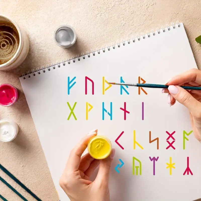 8Pcs Viking Rune Stencils Reusable PET Painting Templates Norse Symbol Arrow Border DIY Wall Wood Fabric Journal Craft Decor