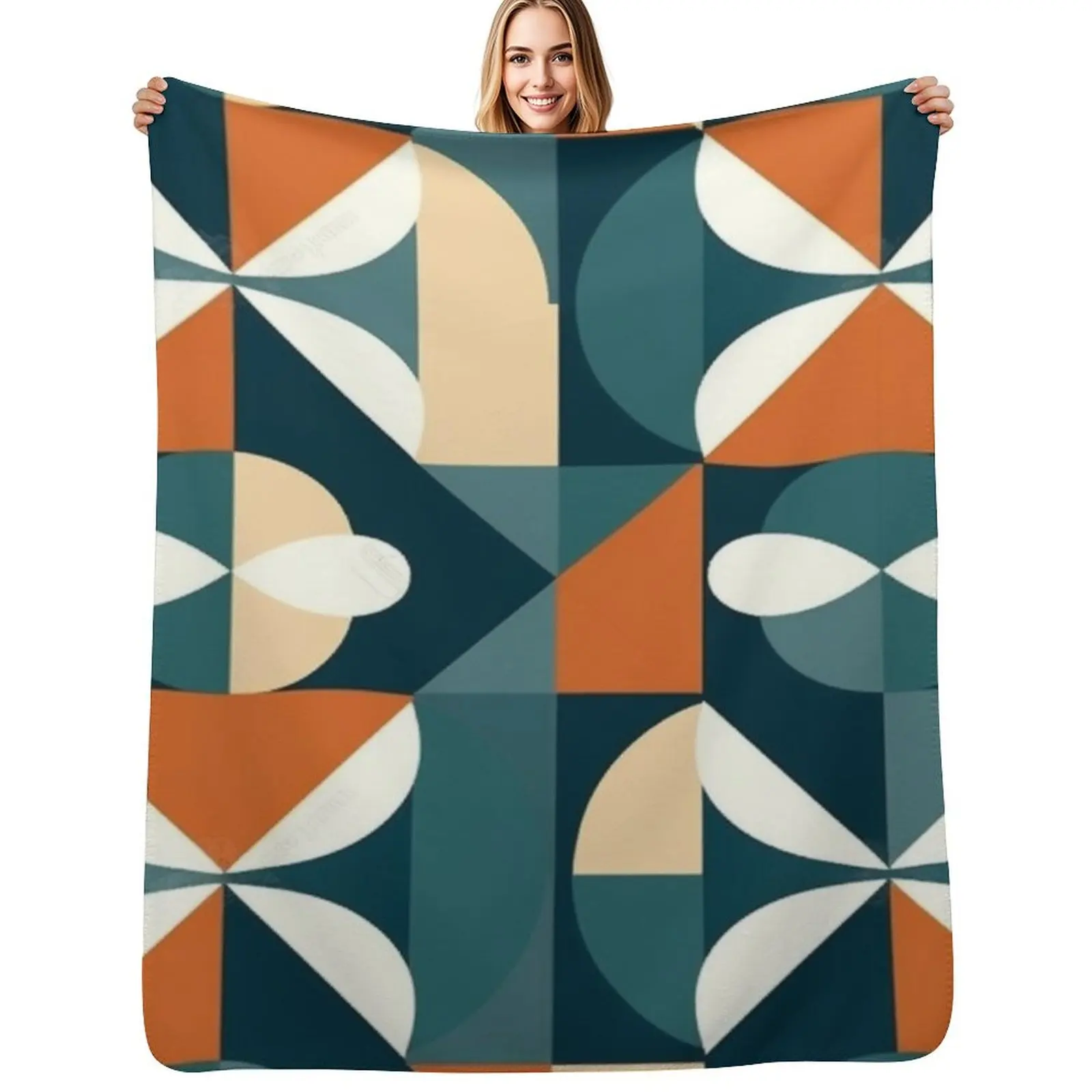 Timeless Geometric Abstract Scandinavian Design Seamless Pattern Throw Blanket Soft Plush Blanket as Housewarming Gift
