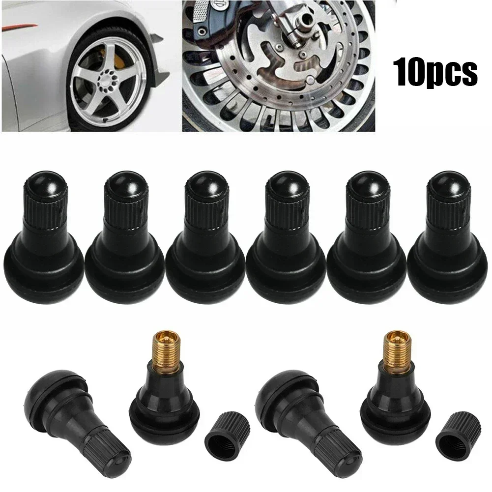 10Pcs Tire Valves TR412 Tubeless Rubber Tyre Valve Stems Tire Nipples With Plastic Valve Cap Brass Core