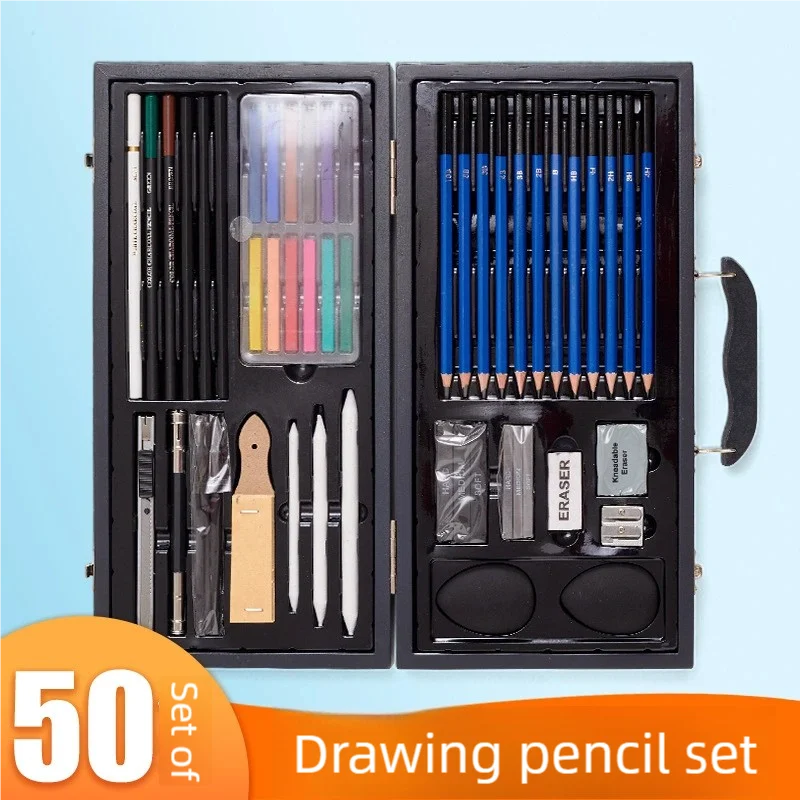 

Art Painting Set 50pcs Art Sketching Set Color Lead Pencil High Quality Box Gift Set Art Professional School Drawing Supplies