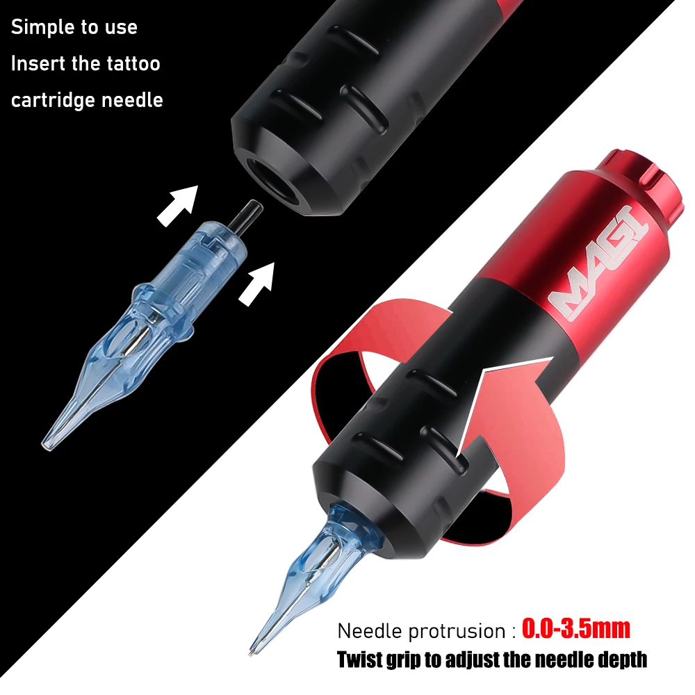 مجموعة ماكينة الوشم اللاسلكية قلم الوشم الدوار مع مصدر طاقة الوشم 1500 مللي أمبير في الساعة أدوات ماكياج دائمة للفنانين المبتدئين